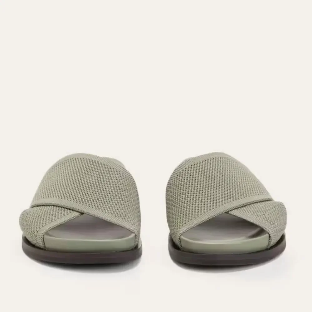 EVERLANE The ReKnit City Flatform Sandal Seagrass Green Crossover Strap 5 NEW - Picture 6 of 12